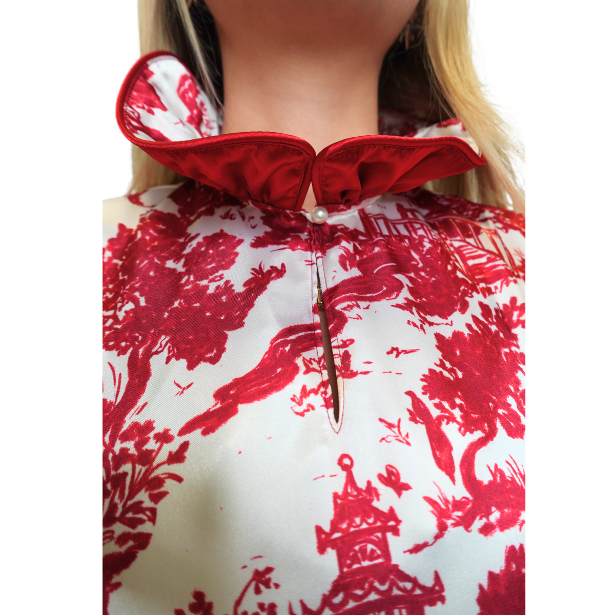 SARAH DRESS IN RED TOILE