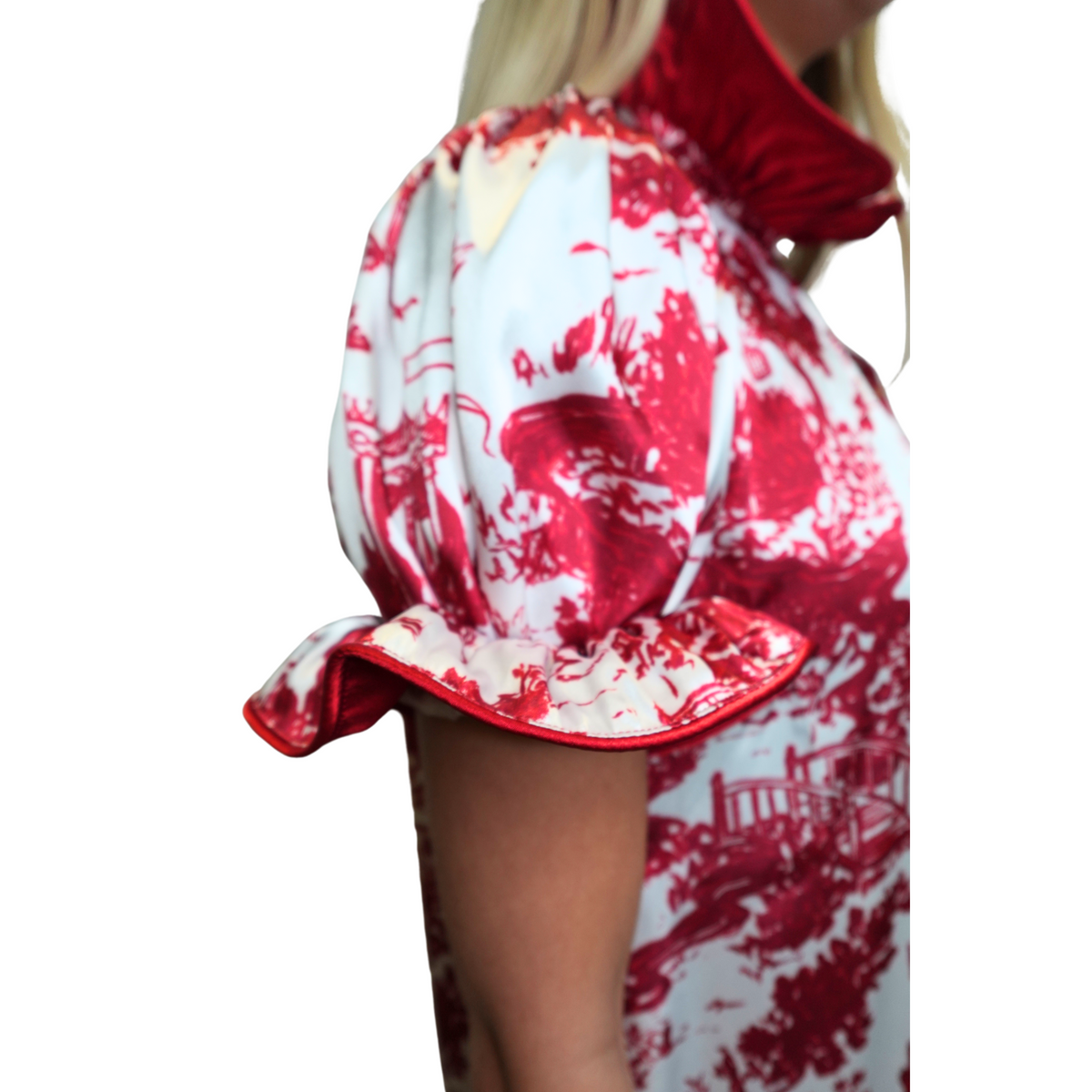 SARAH DRESS IN RED TOILE