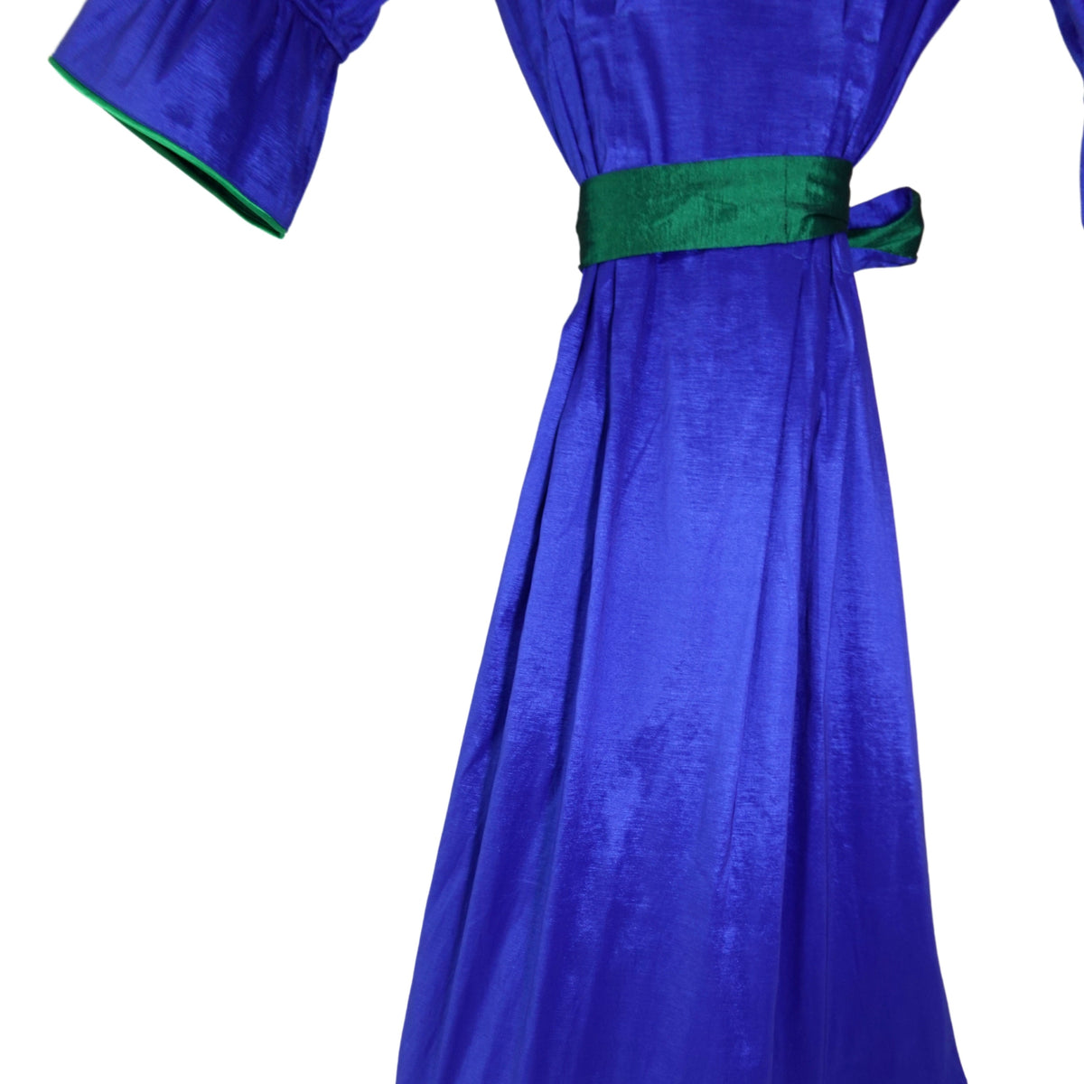 CAROL DRESS IN ROYAL BLUE/GREEN (Wholesale)