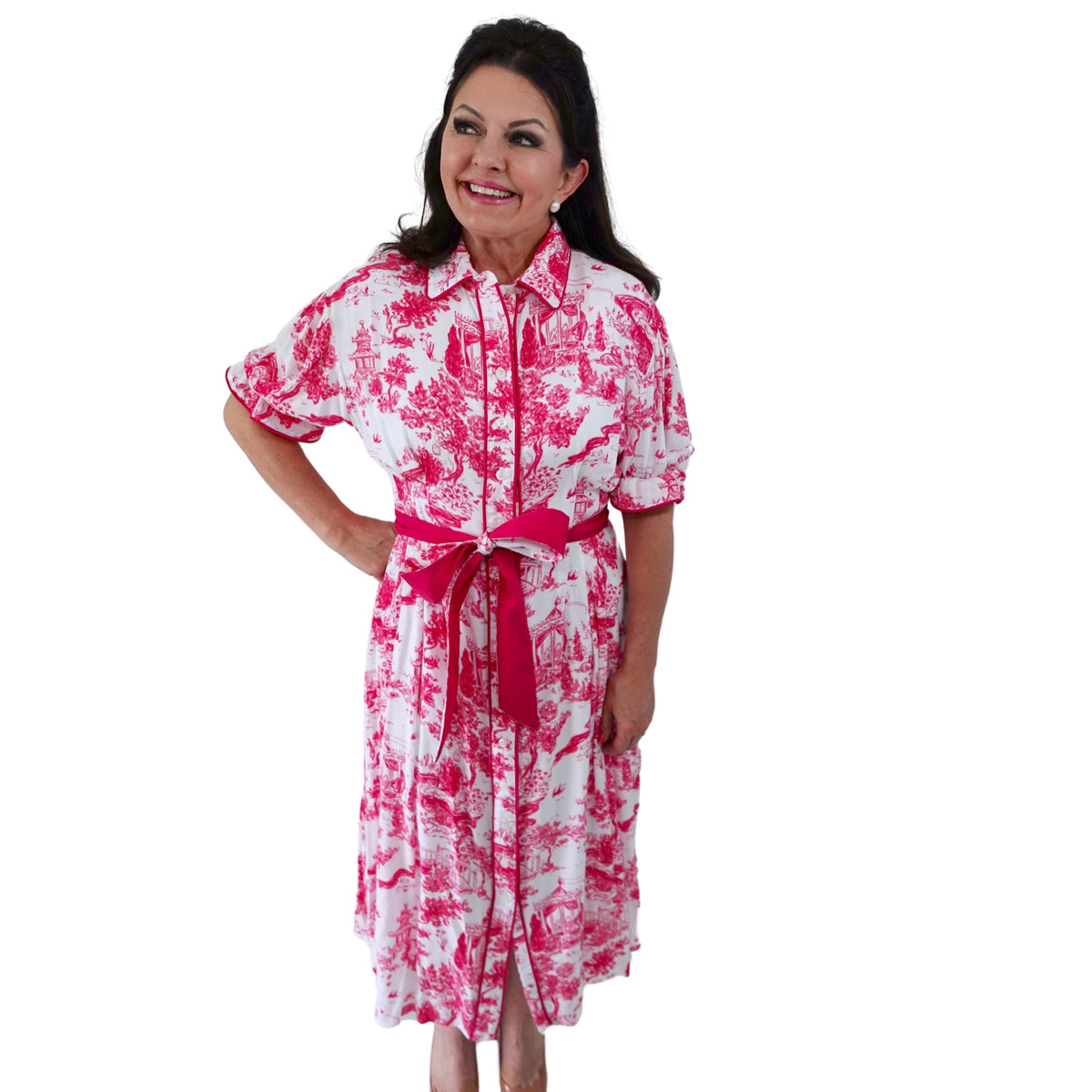 CAROL DRESS IN PINK TOILE (Wholesale)