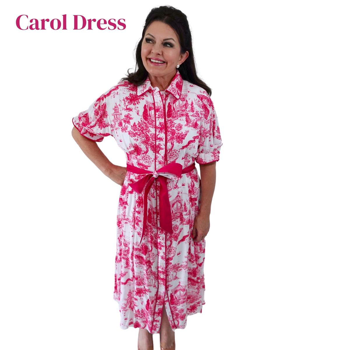 CAROL DRESS IN PINK TOILE (Wholesale)