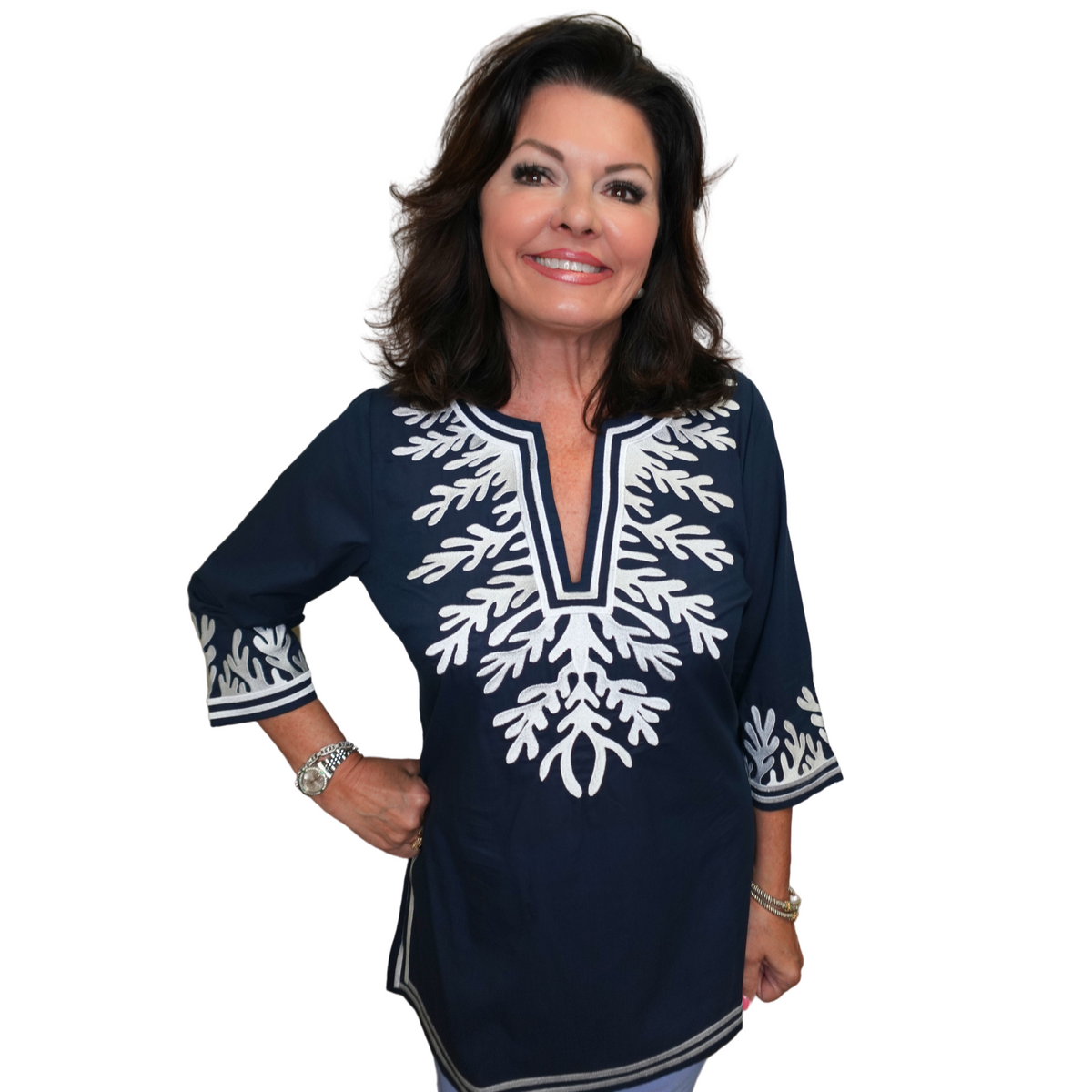 NAVY CORAL REEF TUNIC