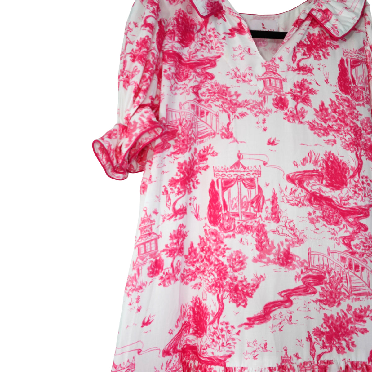 THE SARAH DRESS IN PINK TOILE