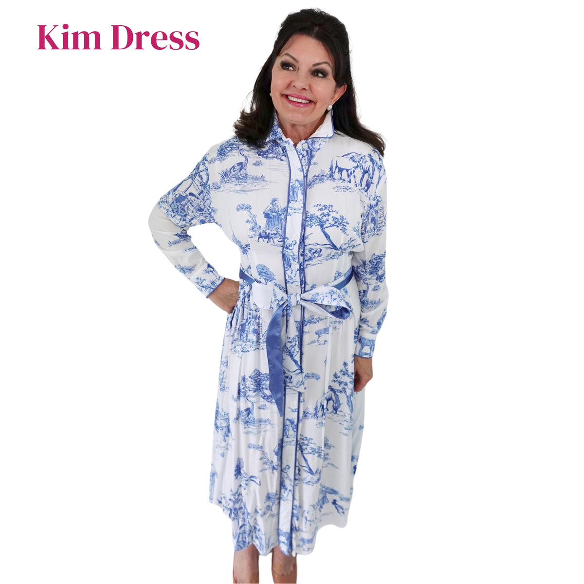 THE KIM DRESS IN BLUE TOILE