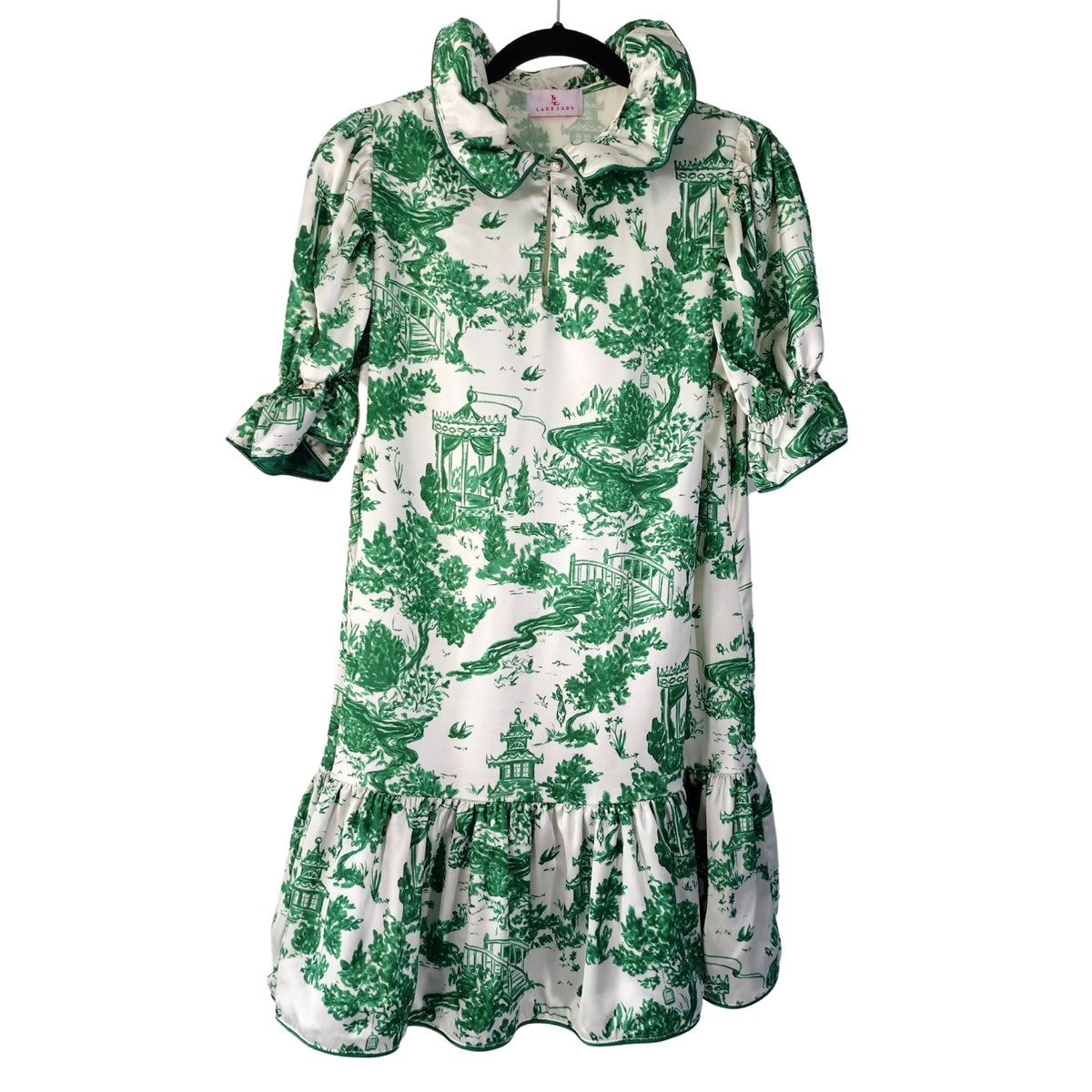 SARAH DRESS IN GREEN TOILE (Wholesale)