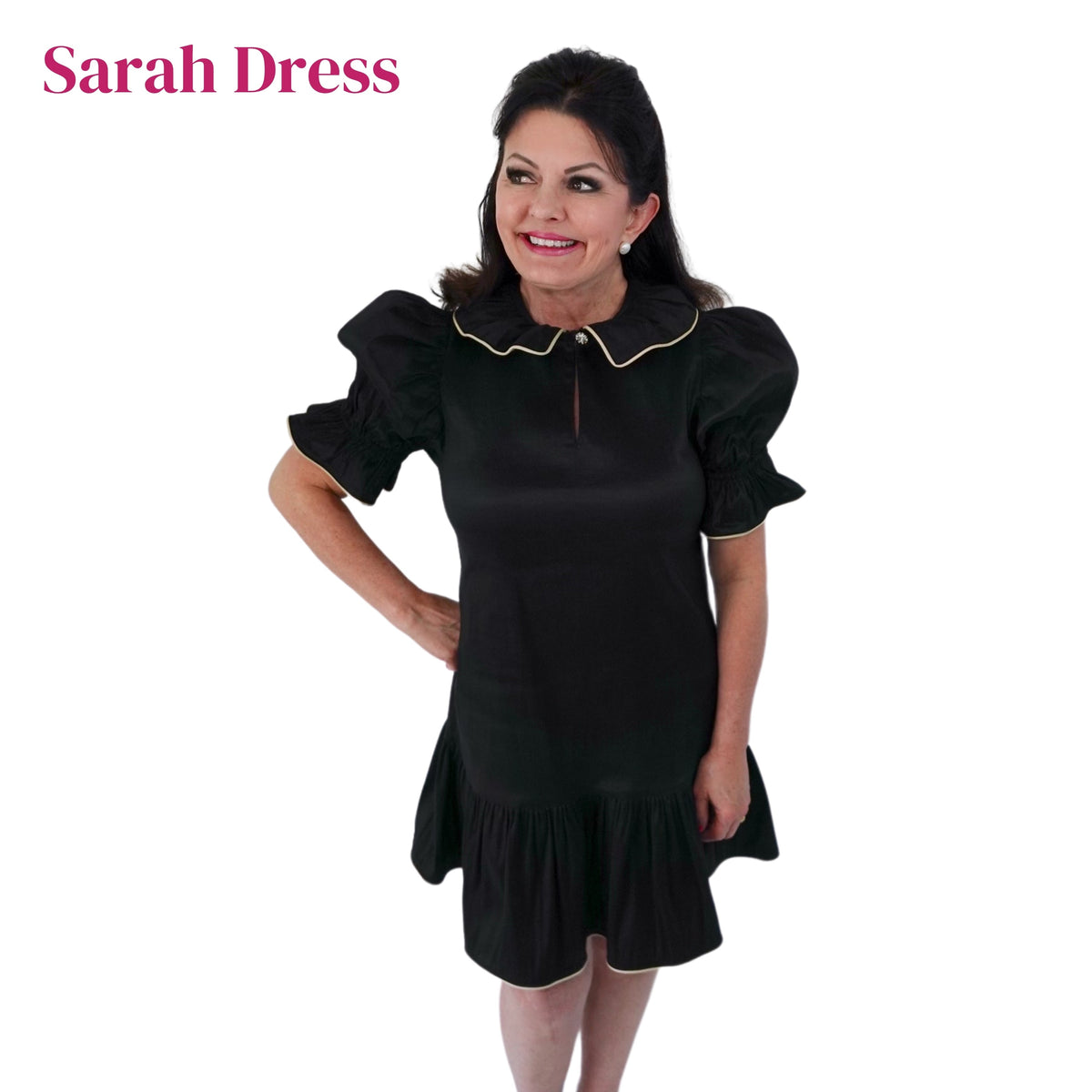 SARAH DRESS IN BLACK/CHAMPAGNE (Wholesale)