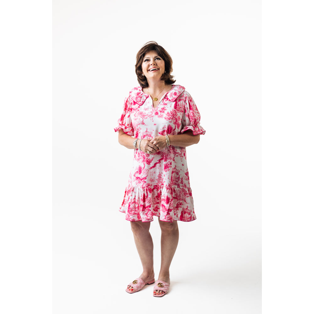 SARAH DRESS IN PINK TOILE