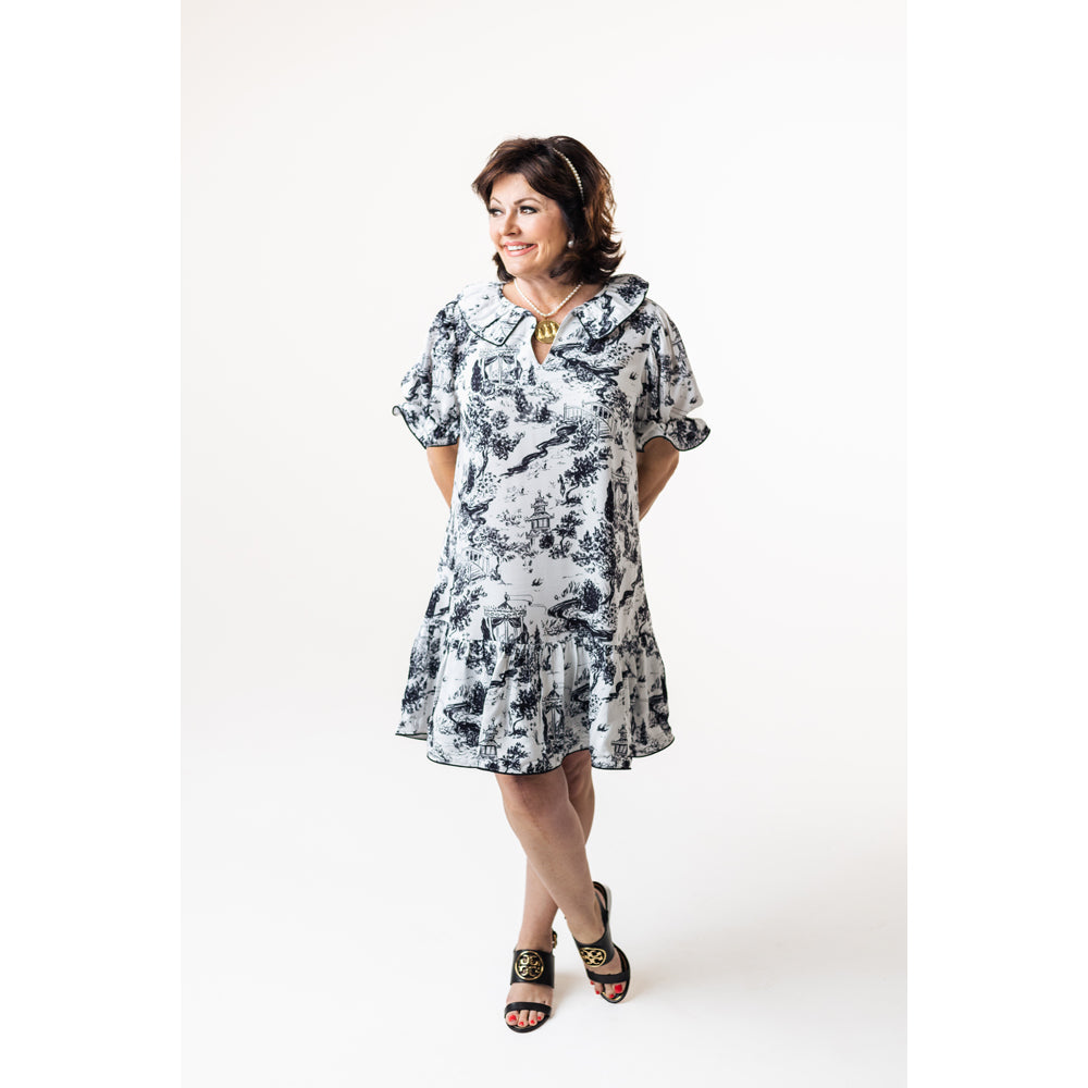 SARAH DRESS IN BLACK TOILE