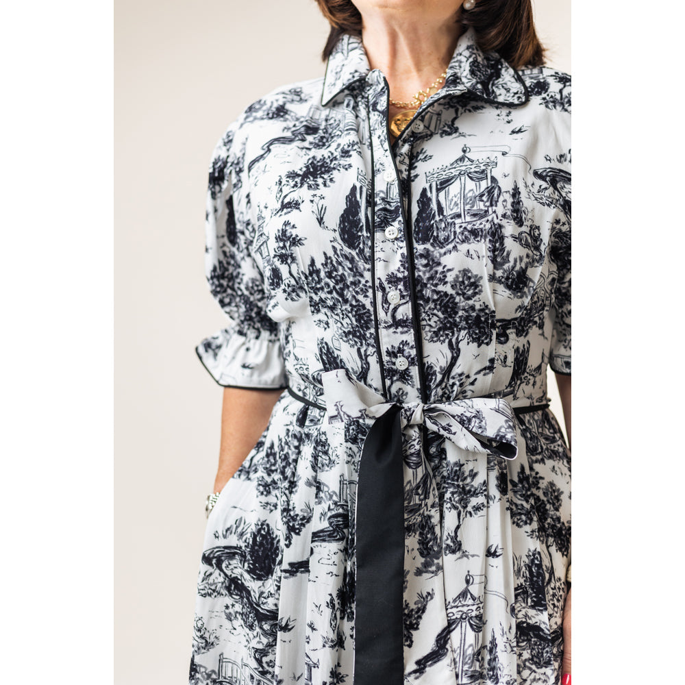 CAROL DRESS IN BLACK TOILE