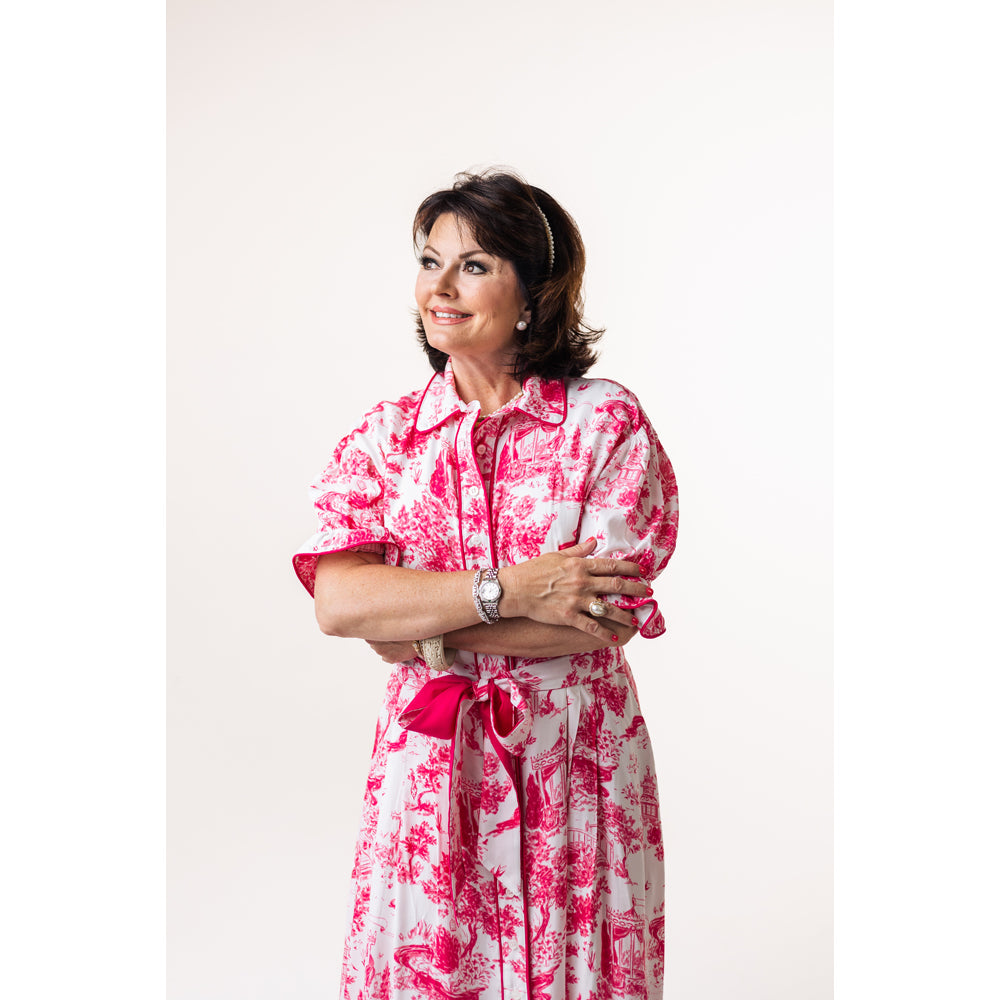 CAROL DRESS IN PINK TOILE