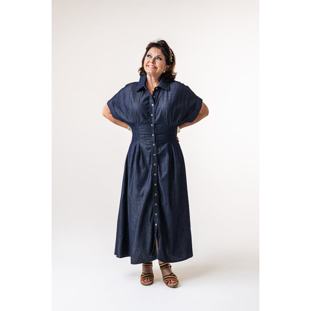 KIM DRESS DARK DENIM