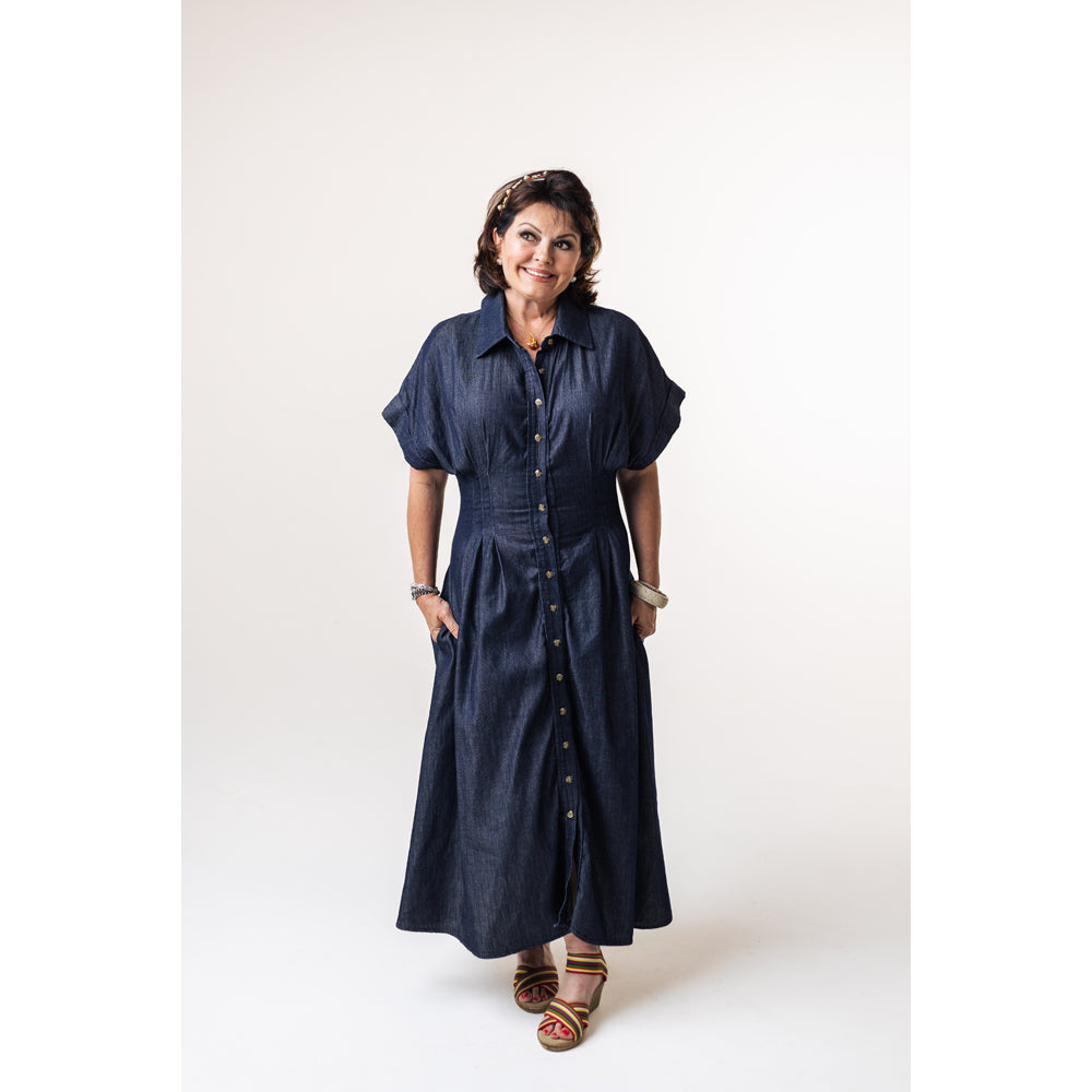 KIM DRESS DARK DENIM