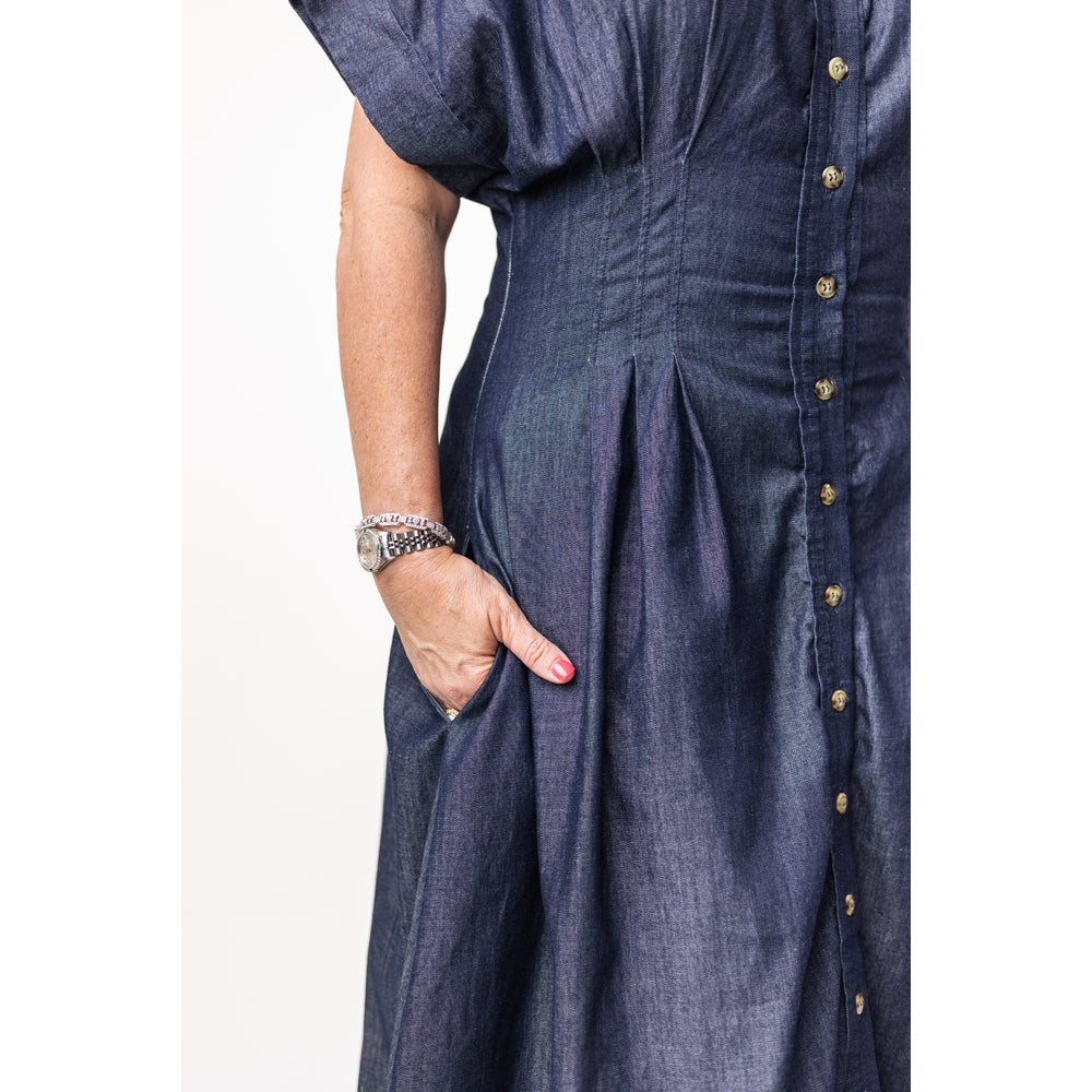 KIM DRESS DARK DENIM