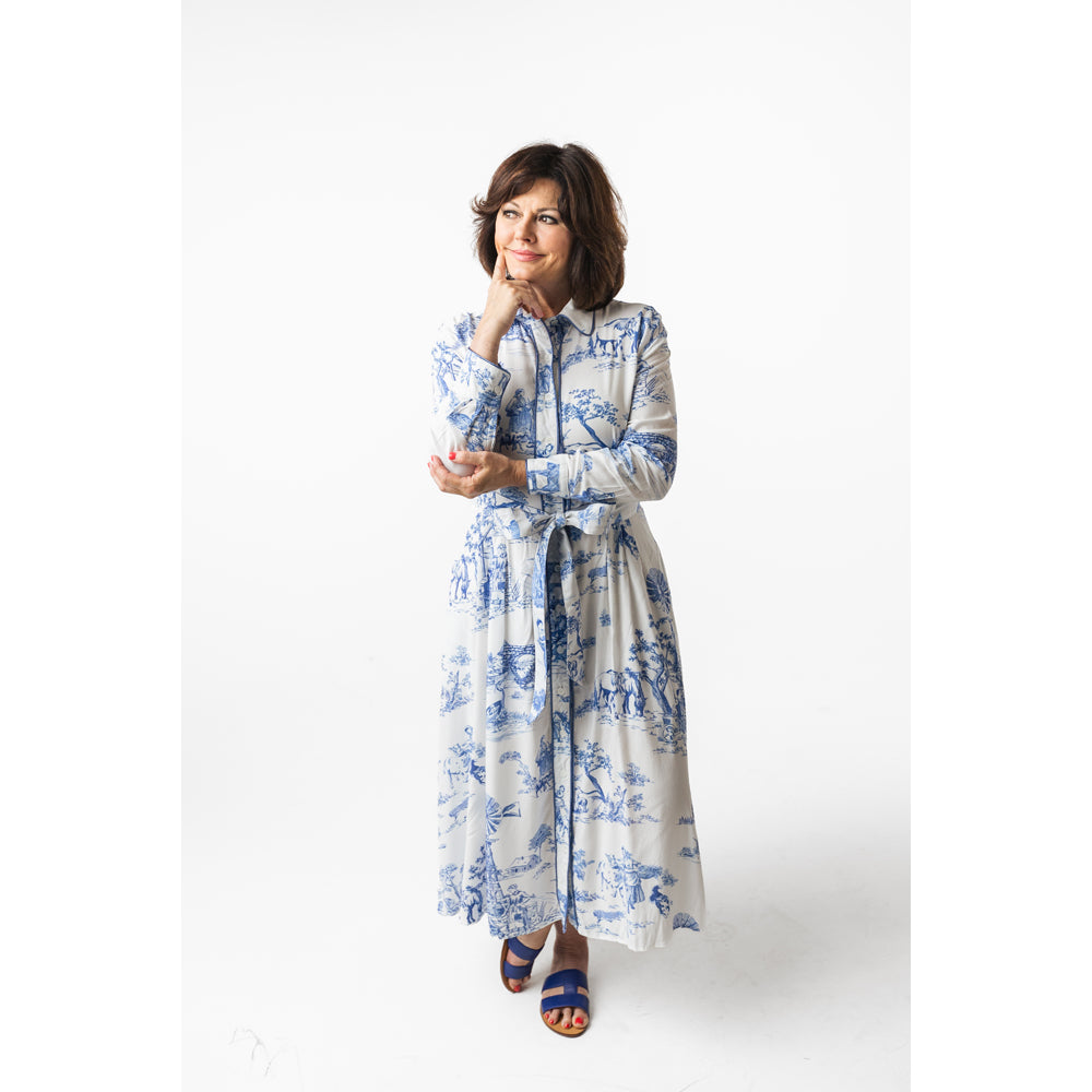 KIM DRESS IN BLUE TOILE