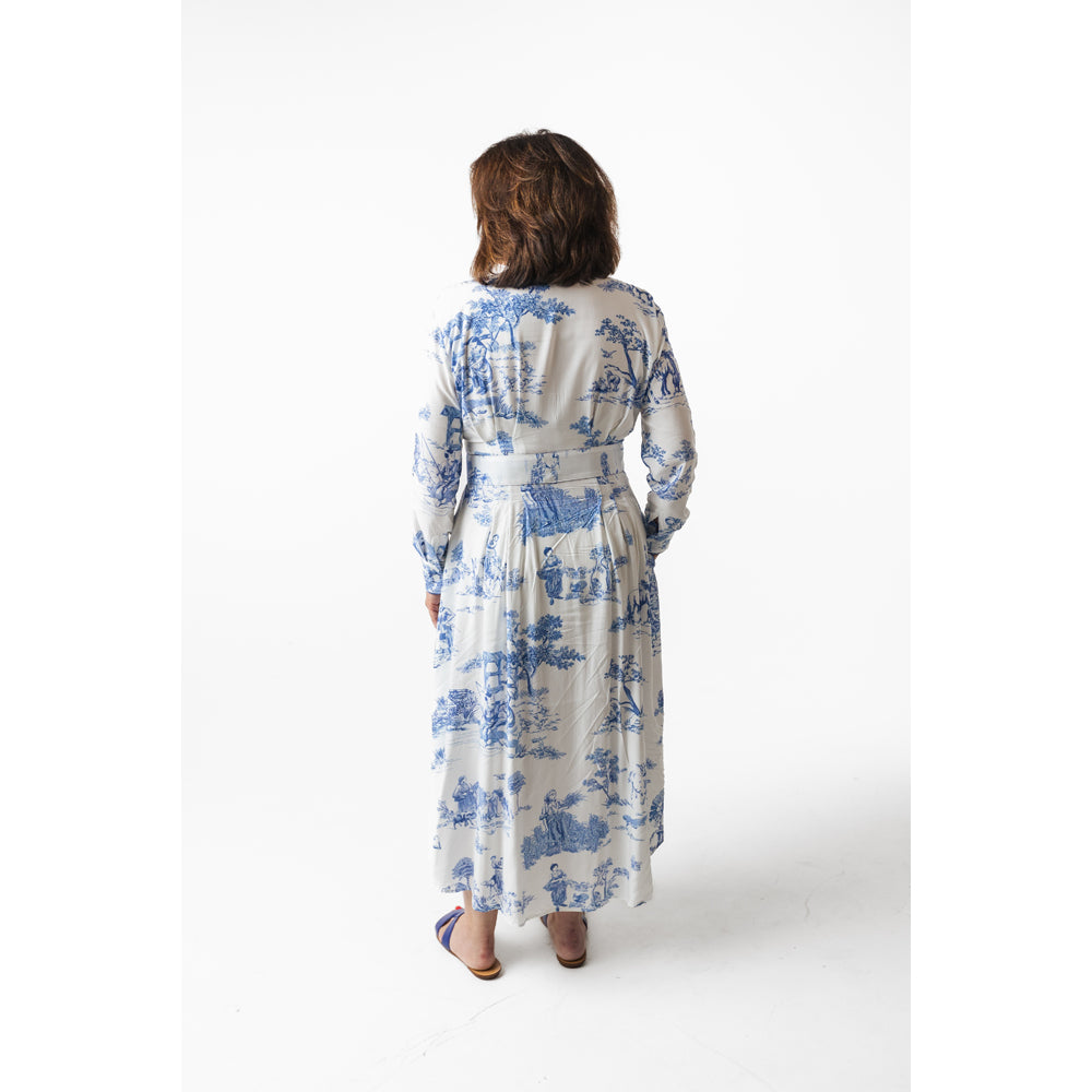 KIM DRESS IN BLUE TOILE