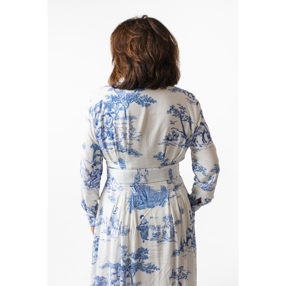 KIM DRESS IN BLUE TOILE (Wholesale)