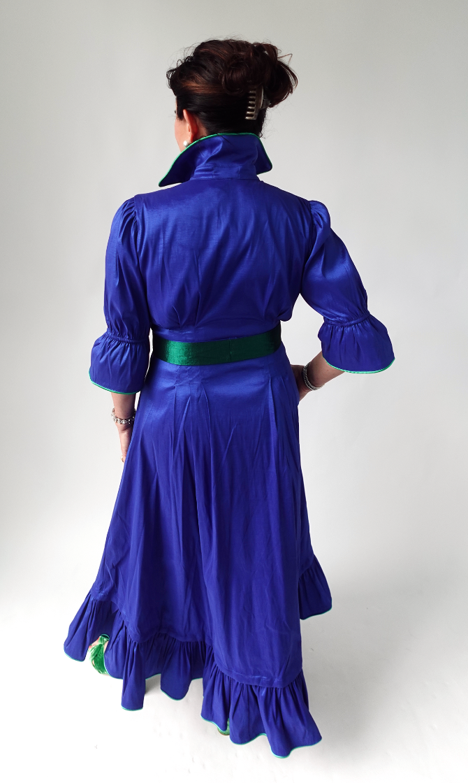 CAROL DRESS IN ROYAL BLUE/GREEN (Wholesale)