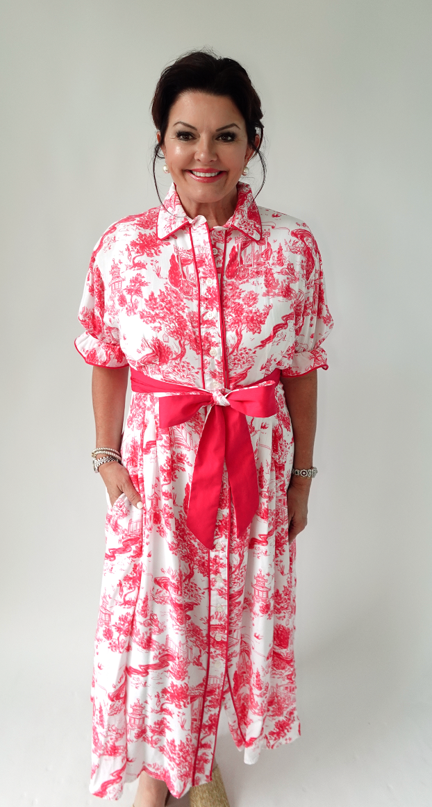 THE CAROL DRESS IN PINK TOILE