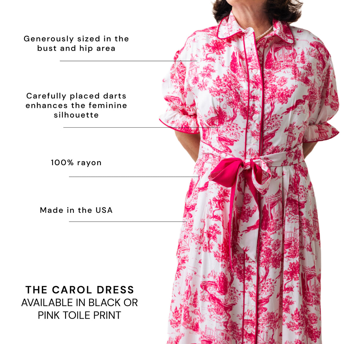 CAROL DRESS IN BLACK TOILE (Wholesale)