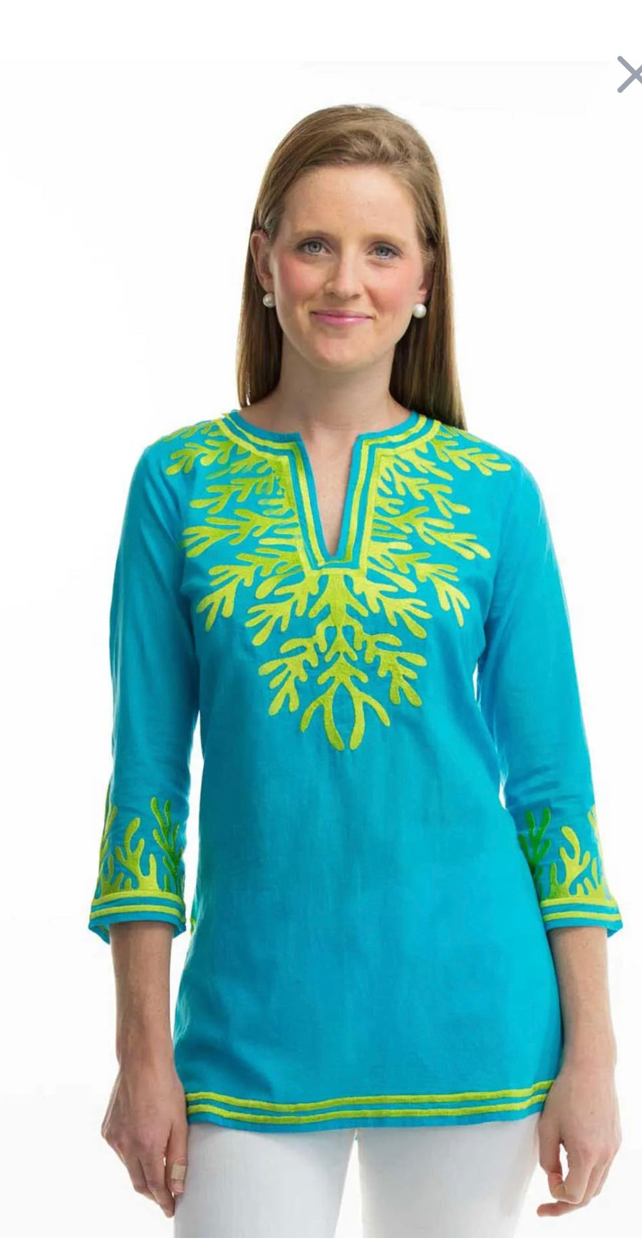 TURQUOISE CORAL PRINT TUNIC
