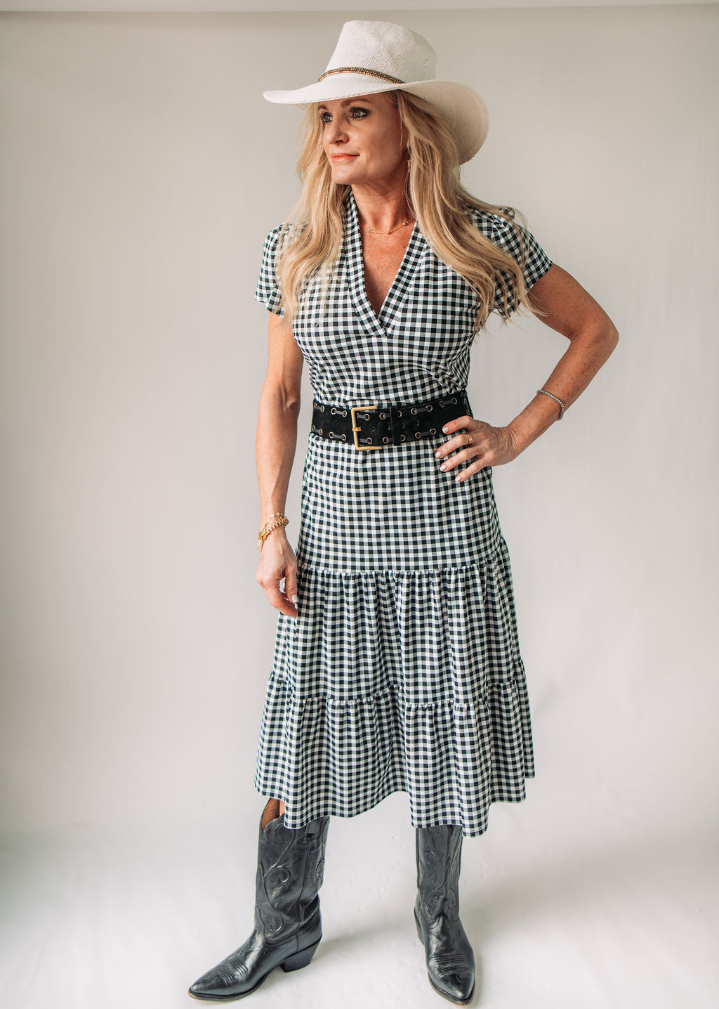 LIBBY DRESS IN BLACK AND WHITE GINGHAM PRINT
